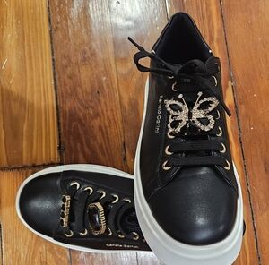 Roberto Cavalli Black and Gold Butterfly Sneakers